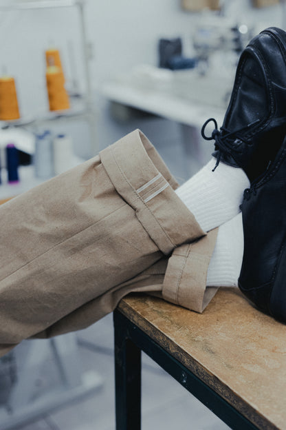 STRAIGHT 50s JEANS BEIGE SELVEDGE DENIM