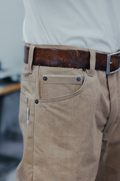 STRAIGHT 50s JEANS BEIGE SELVEDGE DENIM