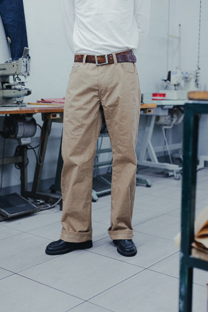 STRAIGHT 50s JEANS BEIGE SELVEDGE DENIM